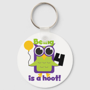 Porte-clés T-shirts et cadeaux 4e anniversaire de Hoot Owl
