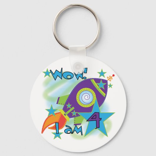 Porte-clés T-shirts et cadeaux 4e anniversaire Rocket Ship (Recto)