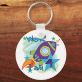 Porte-clés T-shirts et cadeaux 4e anniversaire Rocket Ship (Recto)