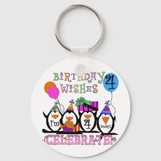 Porte-clés T-shirts et cadeaux de 4ème anniversaire de Pengui (Recto)