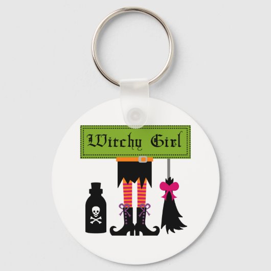 Porte-clés T-shirts et cadeaux d'Halloween Witchy Girl (Recto)