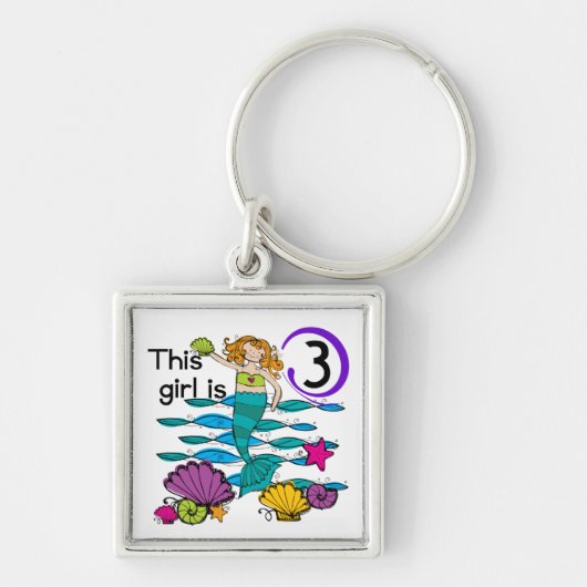 Porte-clés T-shirts et cadeaux Mermaid 3e anniversaire (Devant)