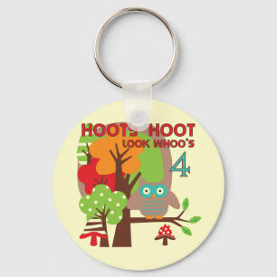 Porte-clés T-shirts et cadeaux Owl 4th Birthday