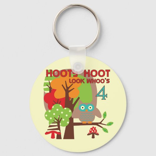 Porte-clés T-shirts et cadeaux Owl 4th Birthday (Recto)