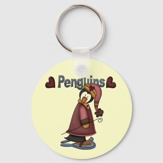 Porte-clés T-shirts et cadeaux Penguin en raquettes (Recto)