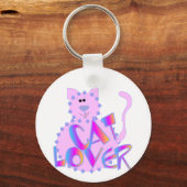 Porte-clés T-shirts et cadeaux roses d'amoureux des chats (Recto)