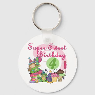 Porte-clés T-shirts et cadeaux Super Sweet 4e anniversaire