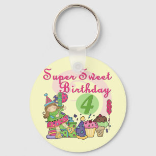 Porte-clés T-shirts et cadeaux Super Sweet 4e anniversaire