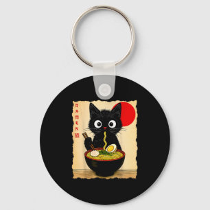 Porte-clés T-shirts graphiques drôles de chats japonais Ramen