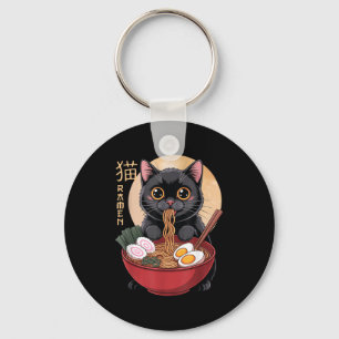 Porte-clés T-shirts graphiques drôles de ramen de chat japona