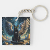 Porte-clés Tabby Angel Chat assis sur un Porte - clé Cloud (Dos)