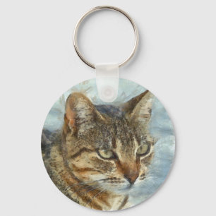 Porte-clés Tabby Cat Étonnant Gros Plan Graphite Portra
