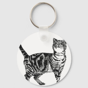 Porte-clés Tabby Cat illustration Cute Cats Tabbies Cadeau