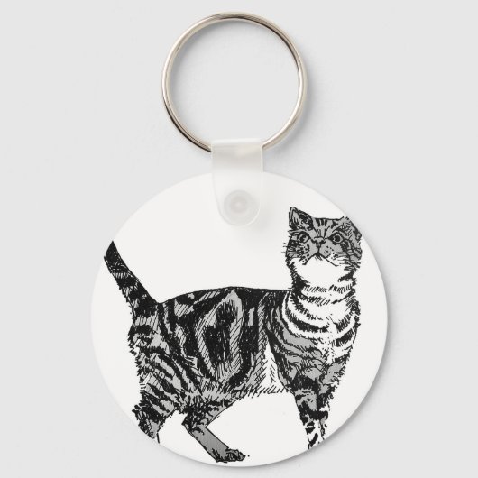 Porte-clés Tabby Cat illustration Cute Cats Tabbies Cadeau (Recto)