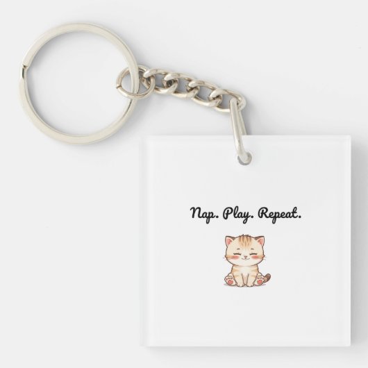 Porte-clés Tabby Cat Keychain – Cozy Cartoon Accessory for Ca (Devant)