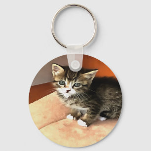 Porte-clés Tabby Cat Kitten Portrait pour animaux