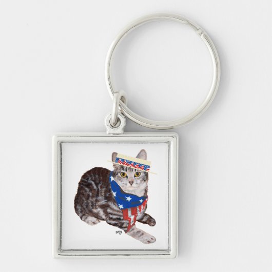 Porte-clés Tabby Cat Patriotique Américain Shorthair (Devant)