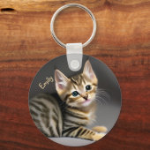Porte-clés Tabby chatte moelleux chatte bébé (Recto)