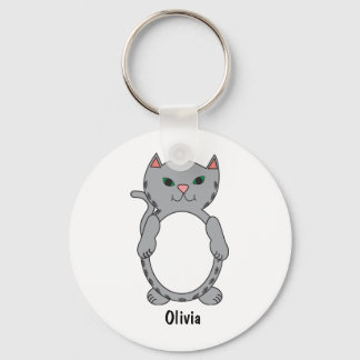 Porte-clés Tabby Gris Cat Cute Personnaliser