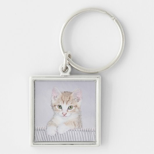 Porte-clés Tabby Orange Kitten Peinture - Art Chat original (Devant)