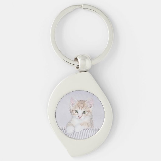 Porte-clés Tabby Orange Kitten Peinture - Art Chat original (Devant)