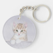 Porte-clés Tabby Orange Kitten Peinture - Art Chat original (Dos)