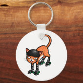 Porte-clés Tabby orange sur patins à rouleaux (Recto)