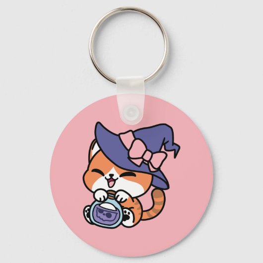 Porte-clés Tabby Witch Brew – Cute Halloween Cat Design (Recto)