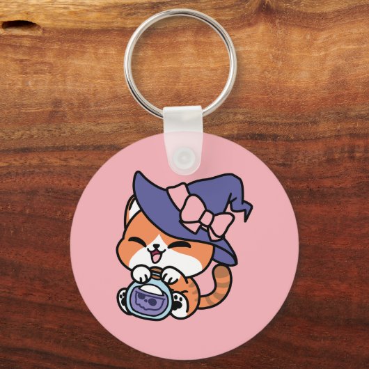 Porte-clés Tabby Witch Brew – Cute Halloween Cat Design (Verso)