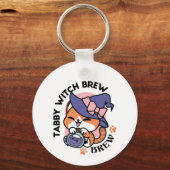 Porte-clés Tabby Witch Brew – Joli Design de Chat d'Halloween (Verso)