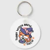 Porte-clés Tabby Witch Brew – Joli Design de Chat d'Halloween (Verso)