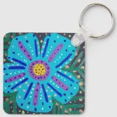 Porte-clés Tableau à fleurs bleues (Dos)