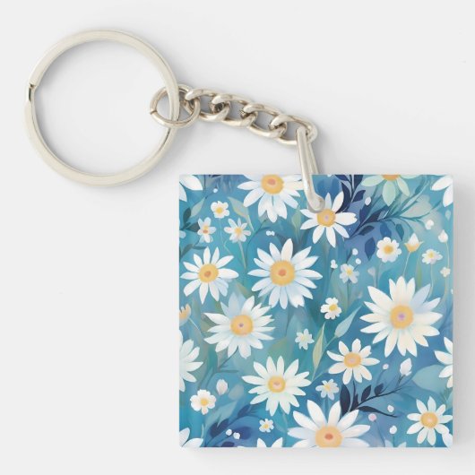 Porte-clés Tableau avec fleurs blanches (Devant)