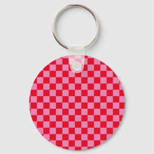 Porte-clés Tableau de contrôle rétro À damiers Motif rose ora