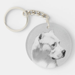 Porte-clés Tableau Dogo Argentino - Art Chien original