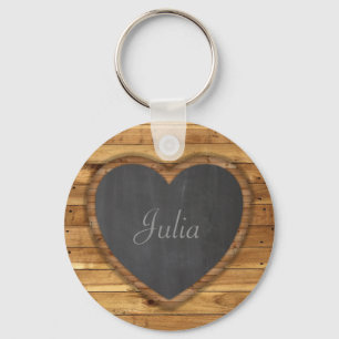 Porte-clés Tableau en bois Texture Graphique Cartouche Coeur