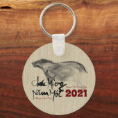 Porte-clés Tableau original OX Nouvel An vietnamien 2021 RK (Recto)