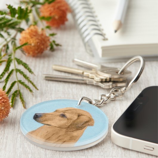 Porte-clés Tableau Rhodesian Ridgeback - Art Chien original (Devant droit)