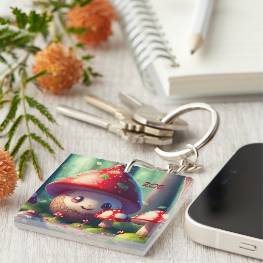 Porte-clés Tabourets toadstools dans la forêt - bonne chance (Devant Droit)