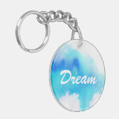 Porte-clés Tache bleue, peint à la main abstrait d'aquarelle (Devant gauche)