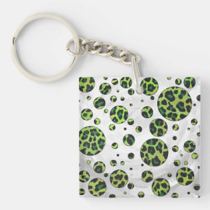 Porte-clés Taches de polka Léopard Noir et Vert