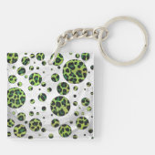Porte-clés Taches de polka Léopard Noir et Vert (Dos)