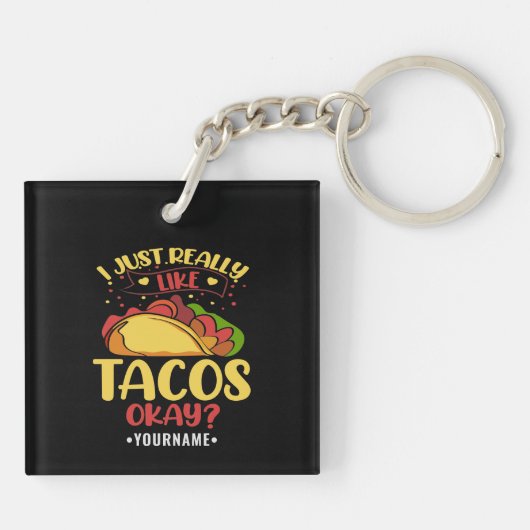 Porte-clés Taco Funny Dit Que J'Aime Vraiment Les Tacos (Dos)