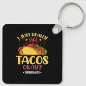 Porte-clés Taco Funny Dit Que J'Aime Vraiment Les Tacos (Dos)