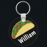 Porte-clés Taco Time Fun Yummy NOM PERSONNALISÉ<br><div class="desc">Ajoutez votre nom ou un autre texte. Consultez ma boutique pour plus d'articles assortis comme des chemises,  des autocollants,  des bandanas,  des serviettes,  du papier d'emballage et plus encore!</div>