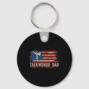 Porte-clés Taekwondo vintage Papa Américain Usa Drapeau Sport