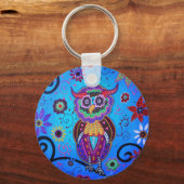 Porte-clés Talavera Owl Peinture mexicaine (Recto)