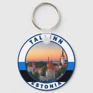Porte-clés Tallinn Estonie Retro Travel Art Circle Vintage