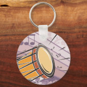 Porte-clés Tambour Bongo Traditionnel Avec Notes De Musique (Recto)