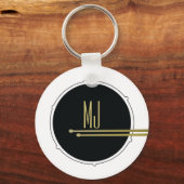 Porte-clés Tambours de musique moderne noir et blanc monogram (Recto)